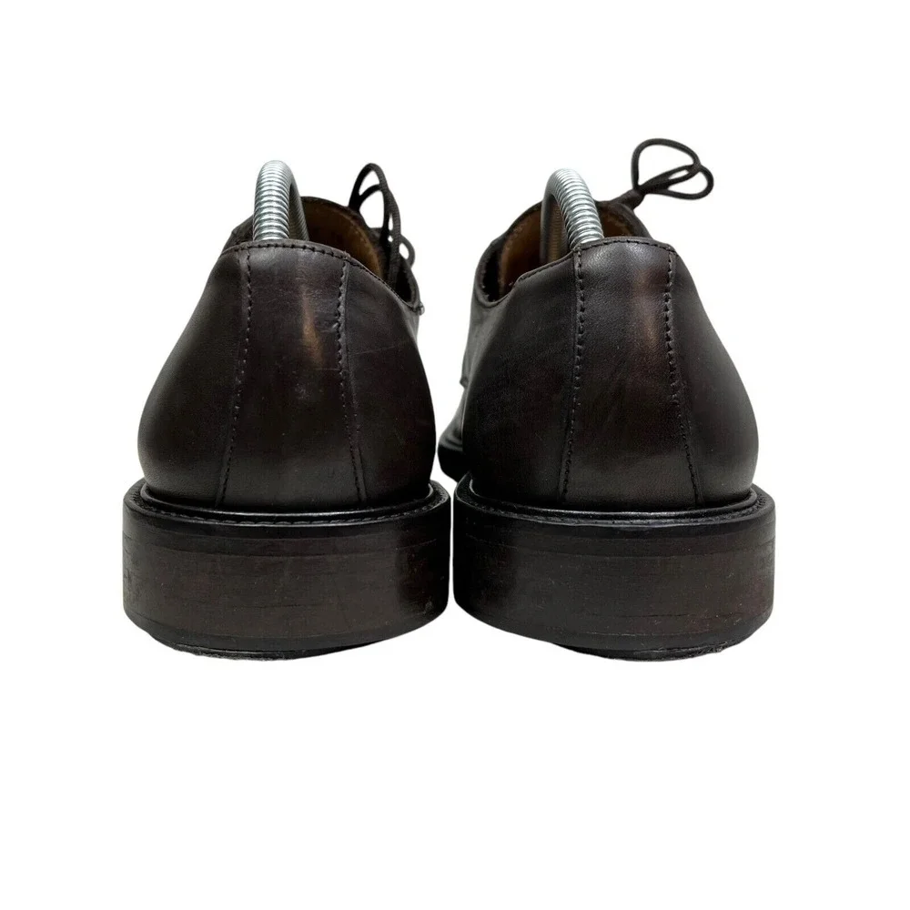 Wall+Water Men Derby Shoes Leather Pointed Toe Lace Up Brown Sz 10 Made In Italy